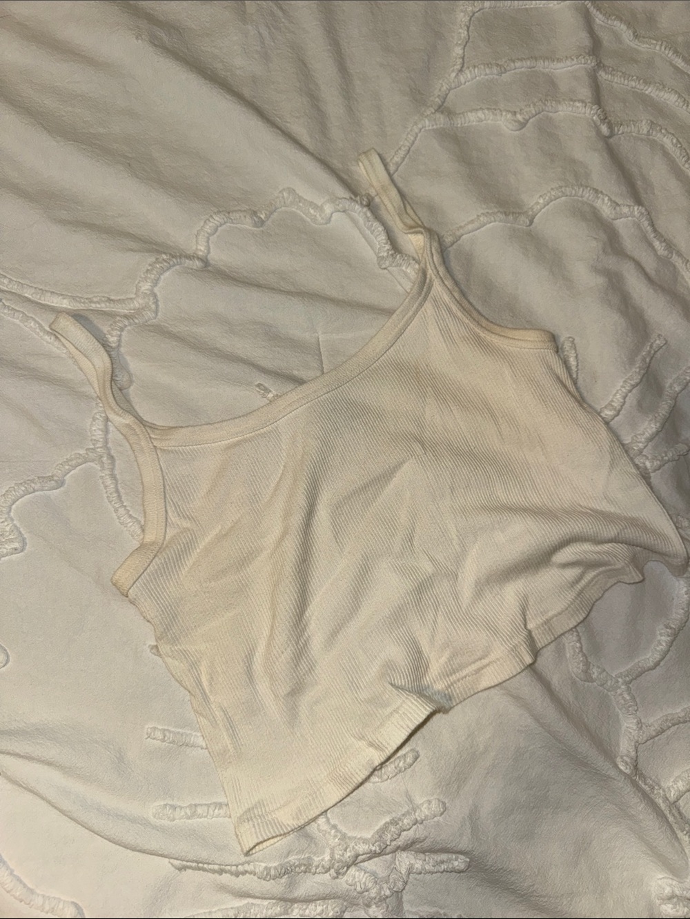Brandy Melville Cream Ribbed Crop Cami